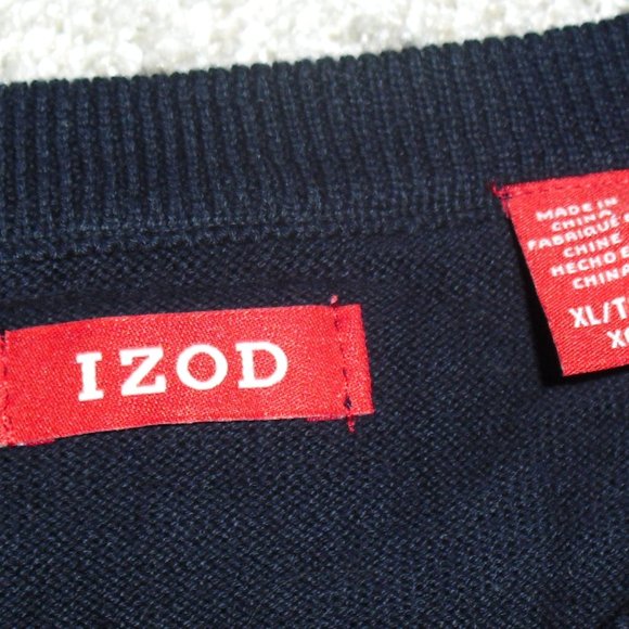 Izod $60 Mens Navy Blue Light Blue Grey Argyle Print Sweater shirt sz. XL New - Picture 4 of 5